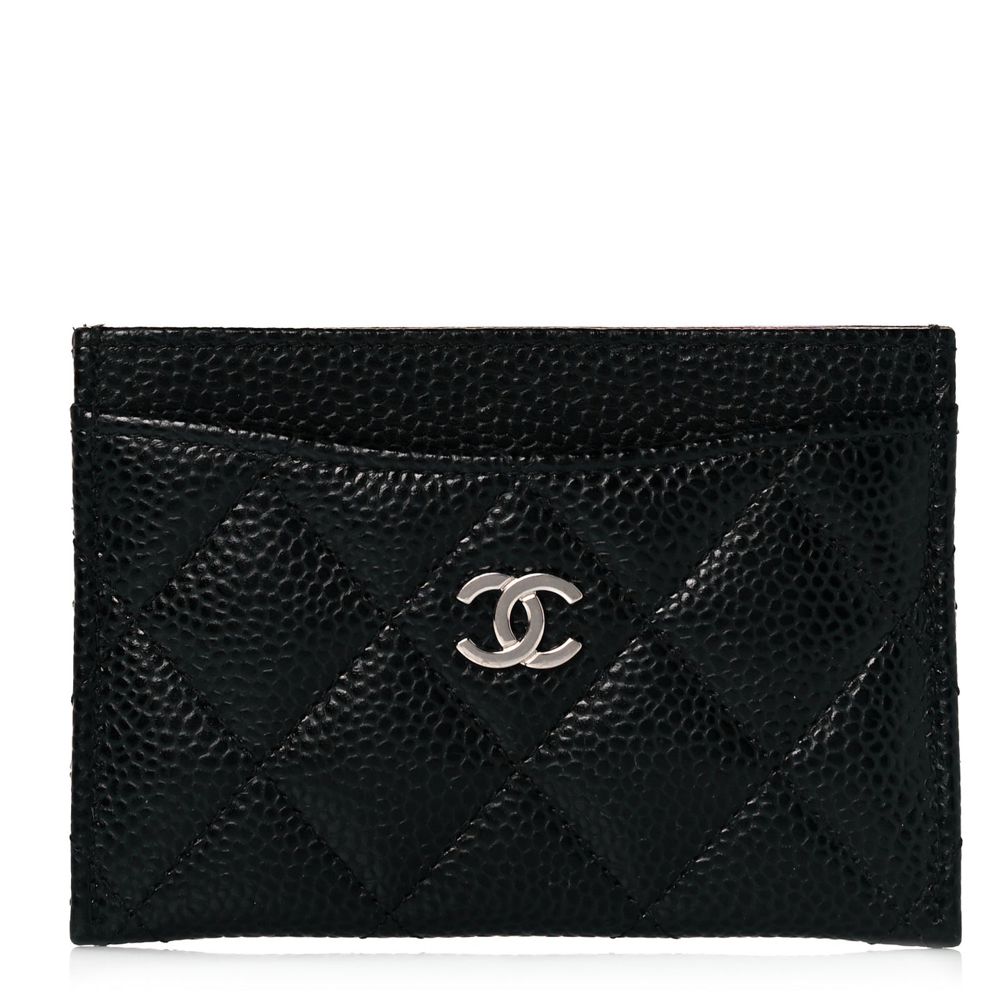 Caviar Quilted Card Holder Black