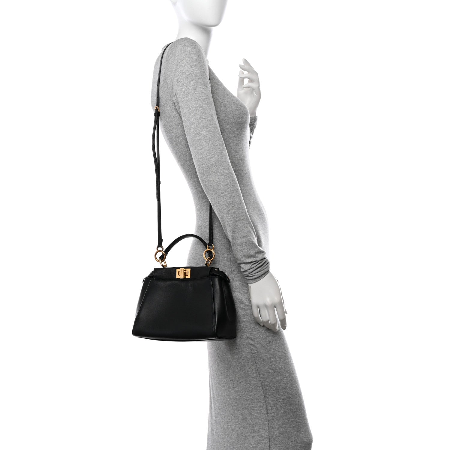 Fendi Nappa Mini Peekaboo Iconic Satchel Black 2 of 12