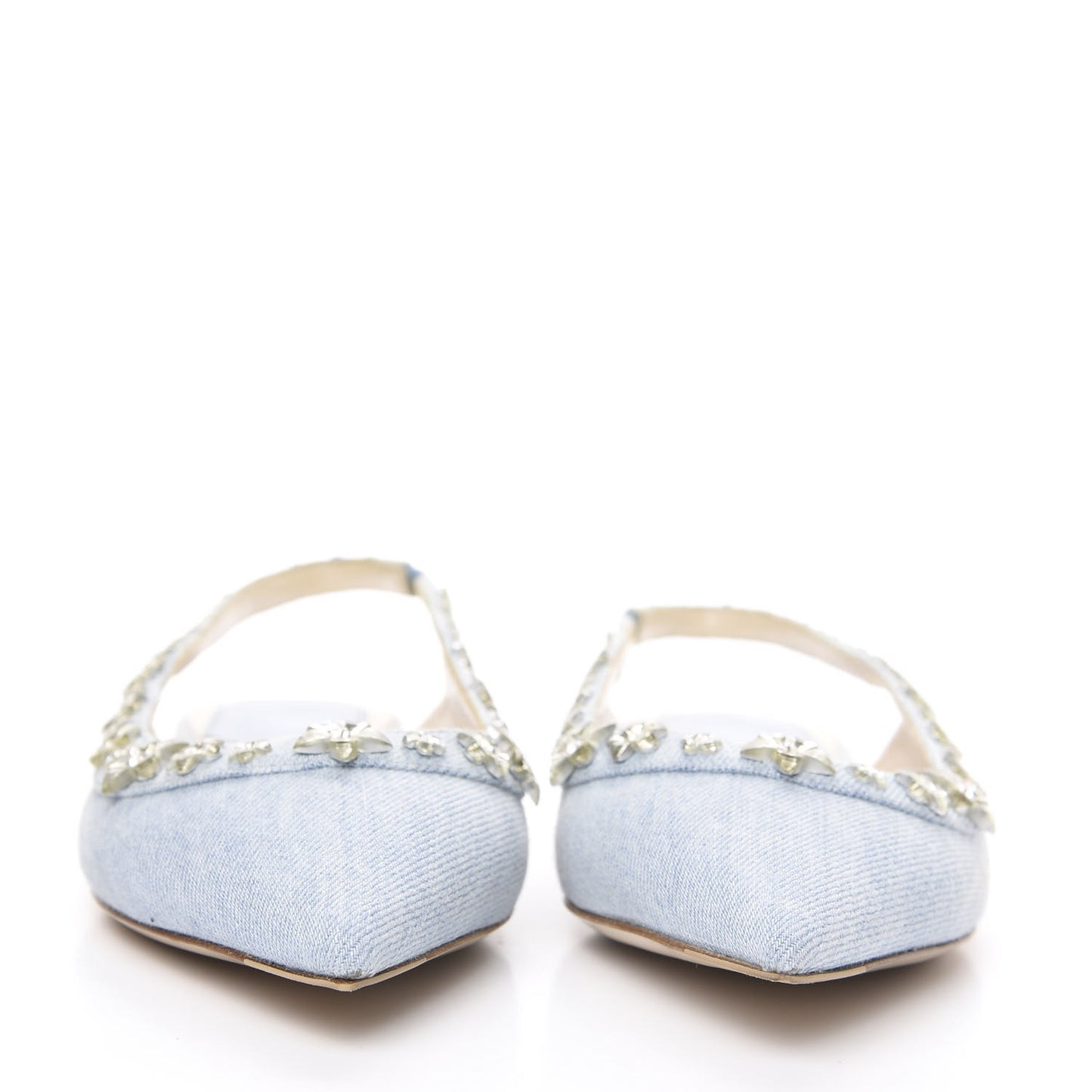 Denim Crystal Garland Flat Slingback 37.5 Celeste
