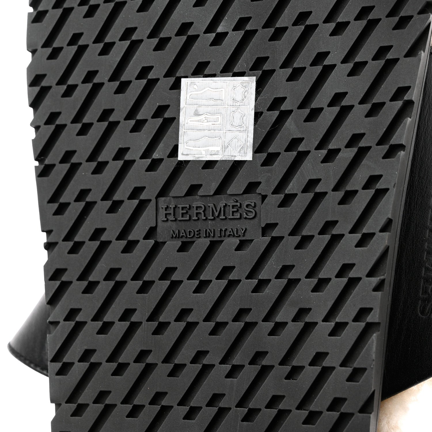Hermes Veau Indios Woolskin Mens Chypre Sandals 38 Black Ecru 8 of 10