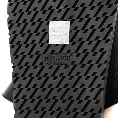 Hermes Veau Indios Woolskin Mens Chypre Sandals 38 Black Ecru 8 of 10