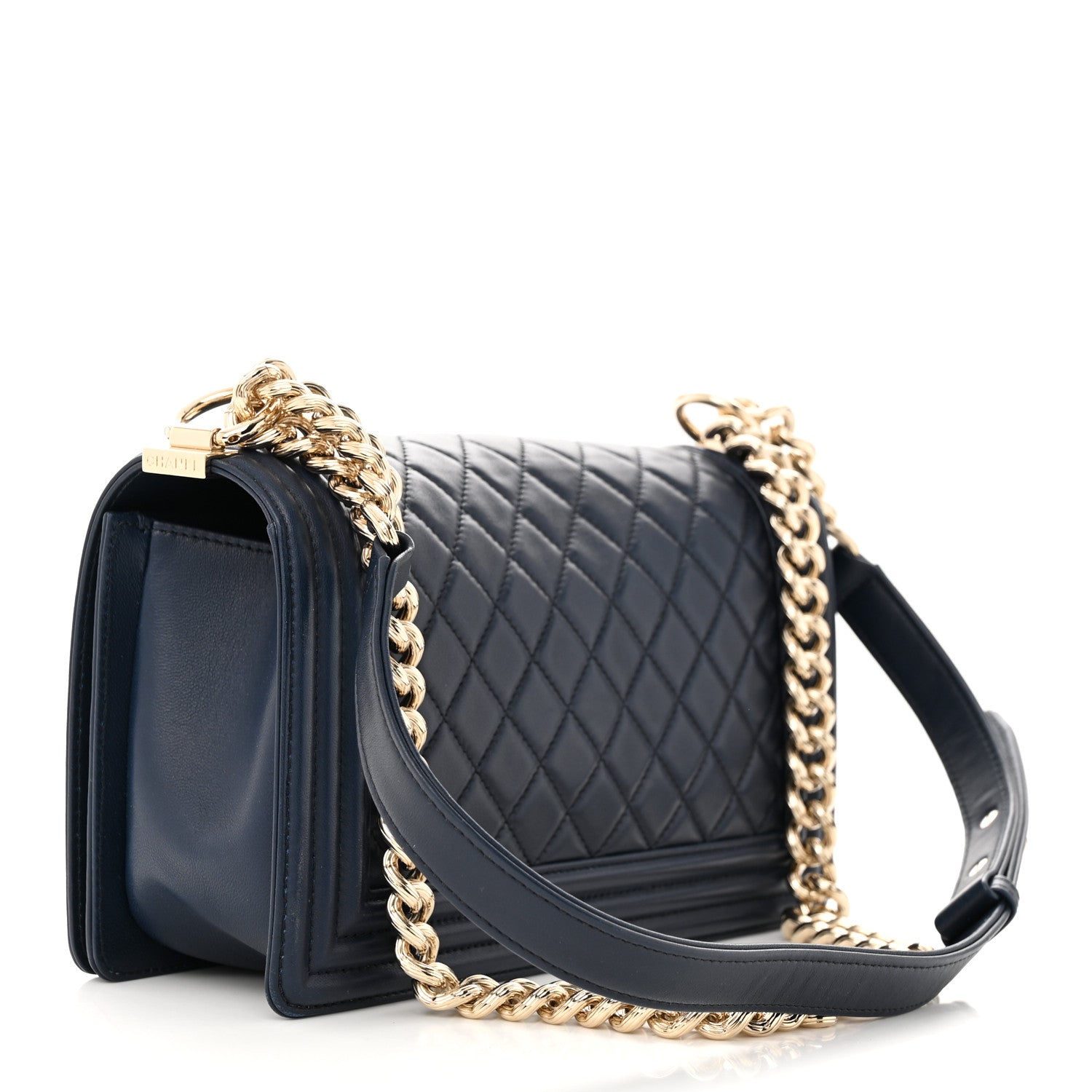 Chanel Lambskin Quilted Medium Boy Flap Dark Navy 3 of 10