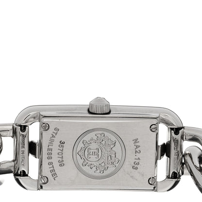Hermes Stainless Steel Diamond Bezel 17mm Nantucket Quartz Watch Black 4 of 5