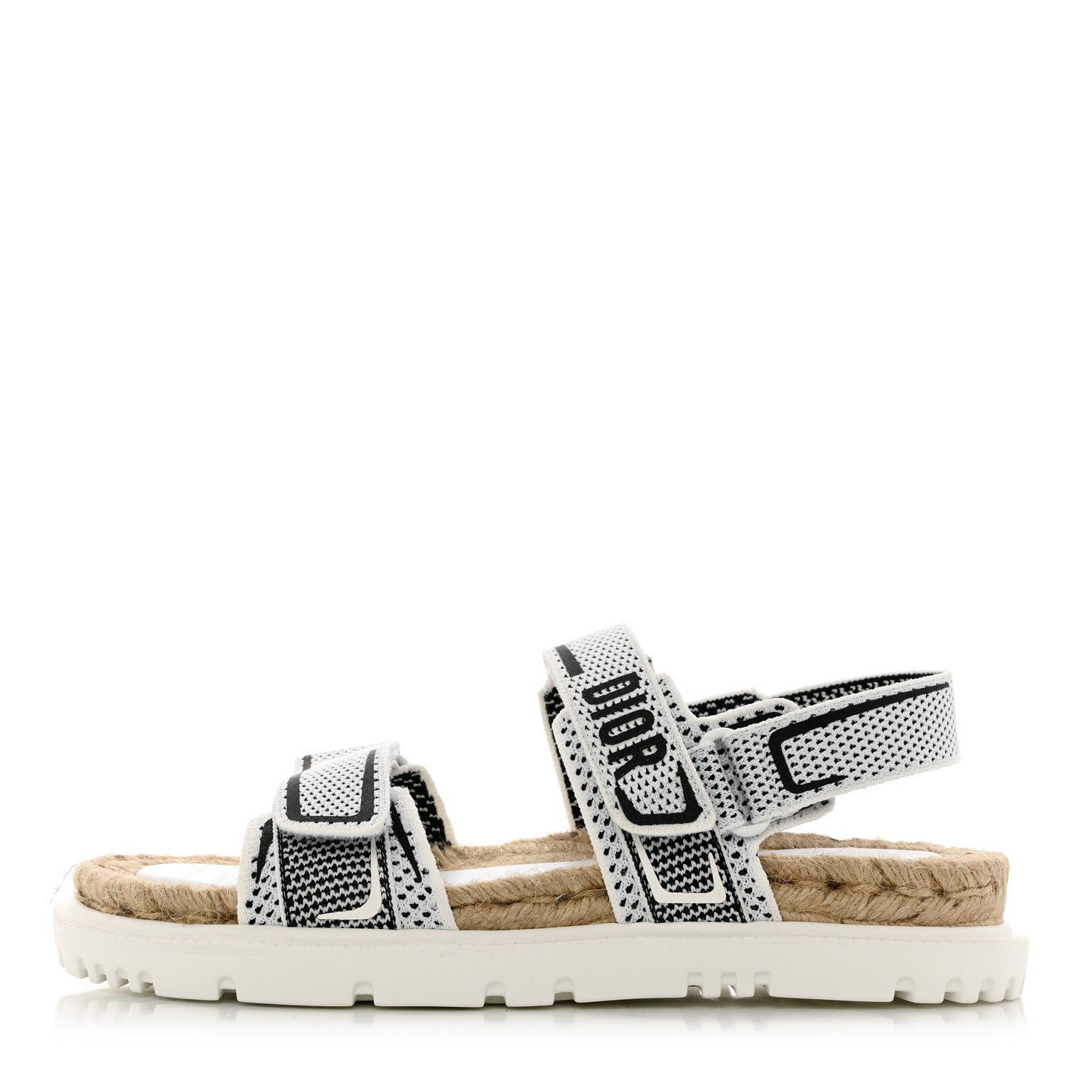 Christian Dior Technical Knit Jute Dioract 10mm Sandals 40 White Black 1 of 8