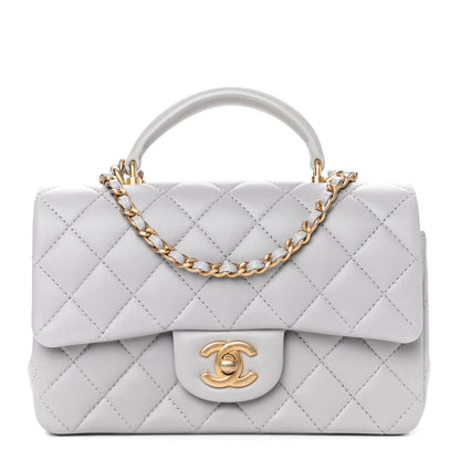 Chanel Lambskin Quilted Mini Top Handle Rectangular Flap Grey 1 of 4