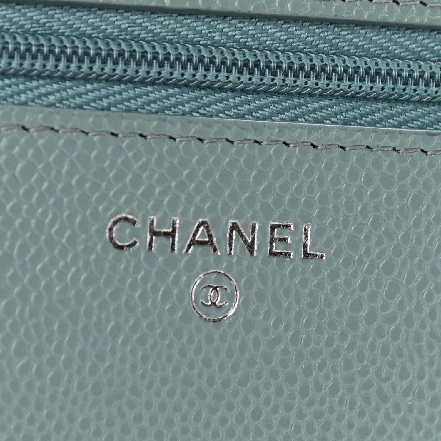 Chanel Caviar Quilted Wallet On Chain WOC Light Blue 5 of 11