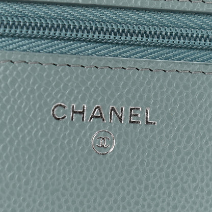 Chanel Caviar Quilted Wallet On Chain WOC Light Blue 5 of 11