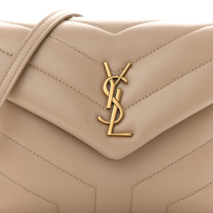 Saint Laurent Calfskin Y Quilted Monogram Toy Loulou Crossbody Bag Dark Beige 9 of 12
