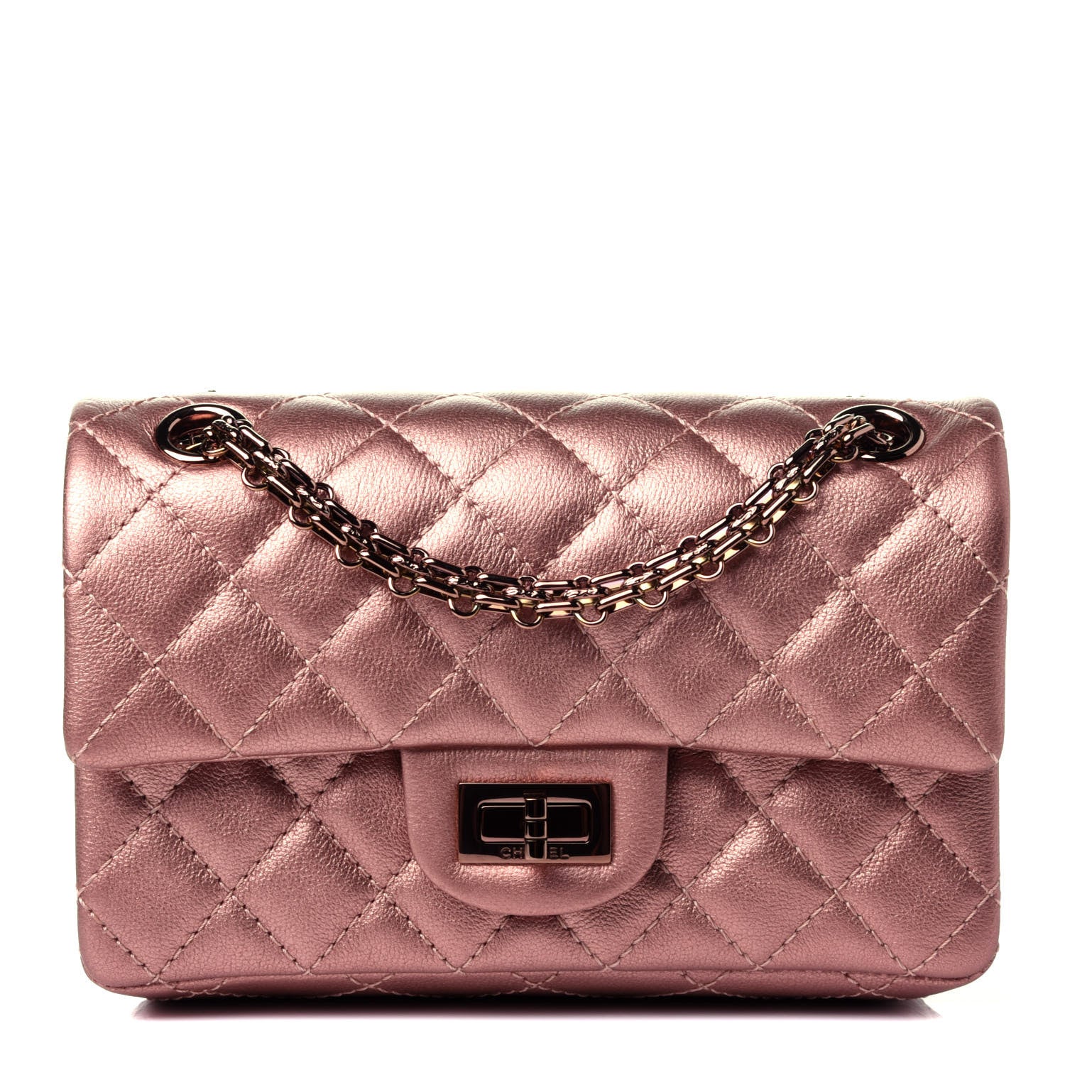 Chanel Metallic Grained Calfskin Quilted 2.55 Reissue Mini Flap Copper Pink 1 of 4