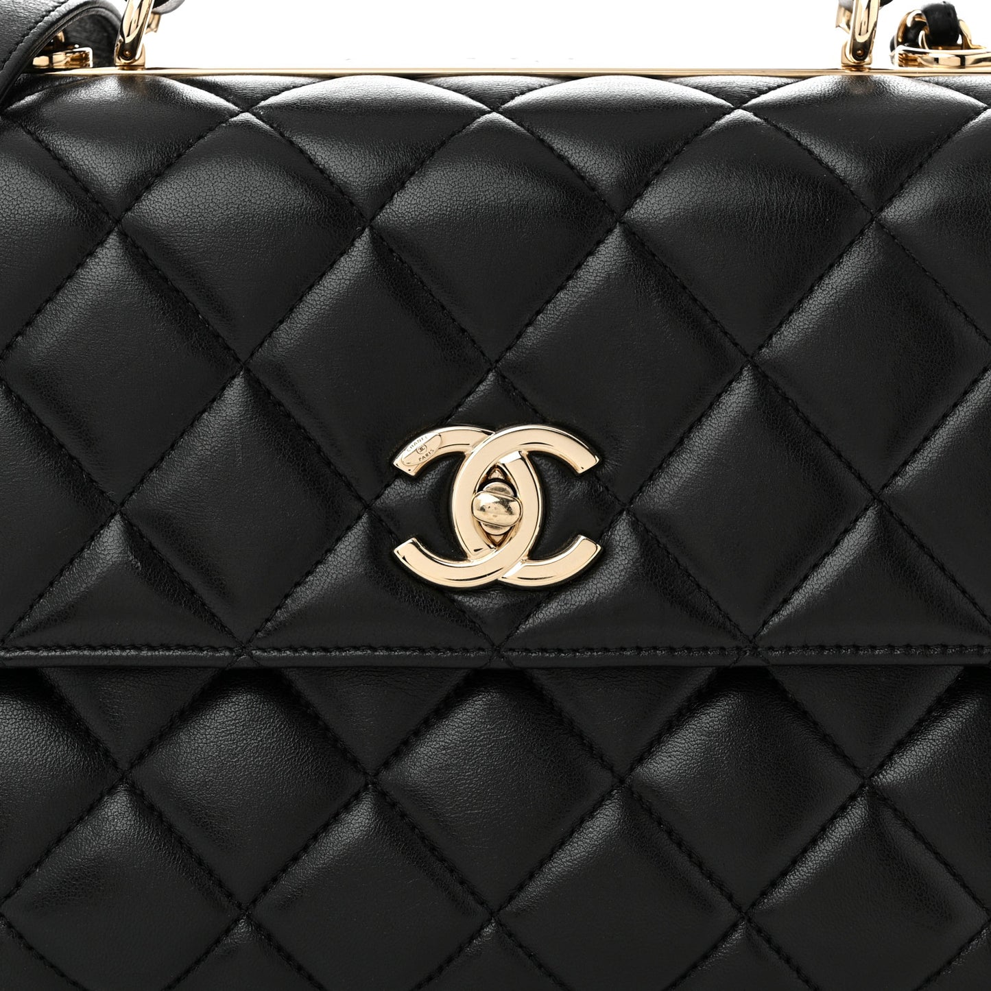 Lambskin Quilted Medium Trendy CC Flap Dual Handle Bag Black