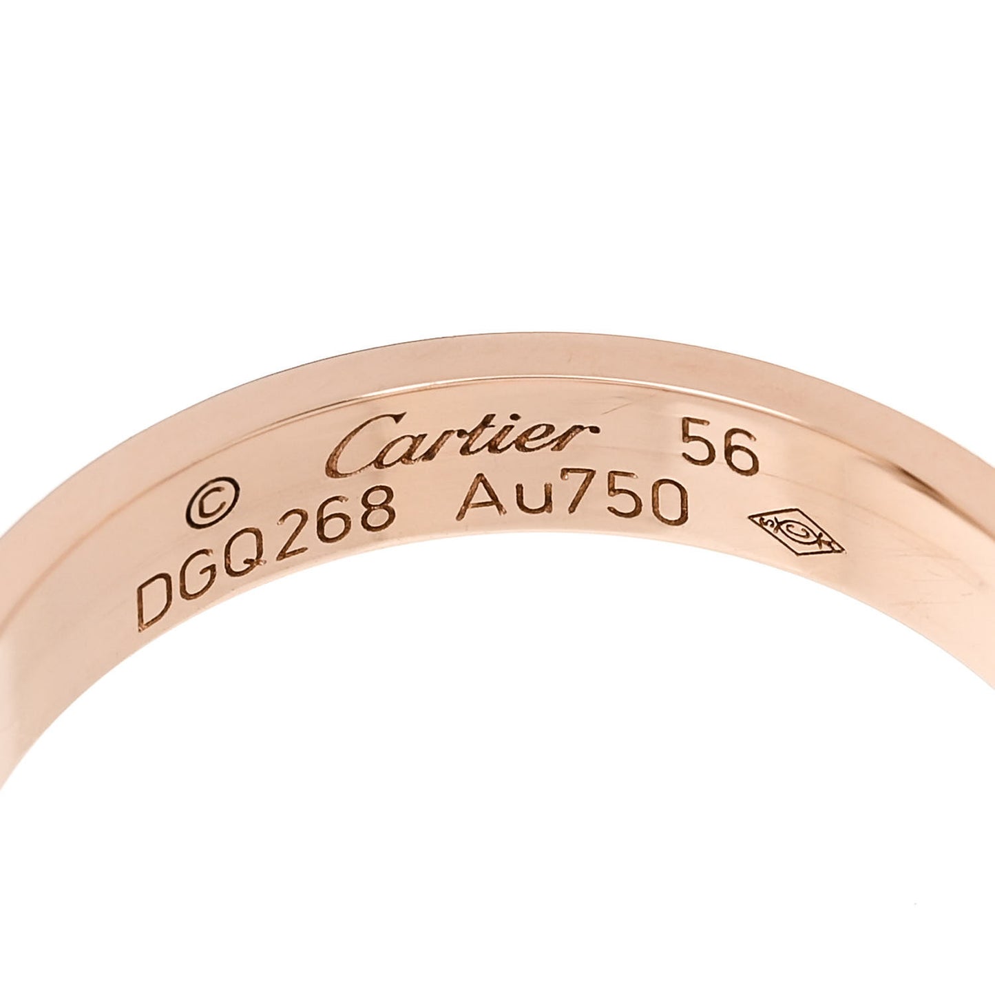 18K Pink Gold 3.5mm LOVE Wedding Band Ring 56 7.5