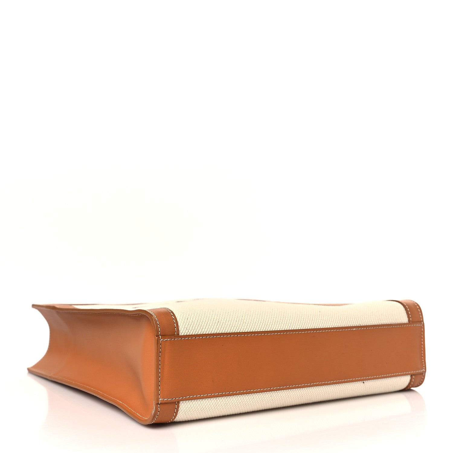 Celine Canvas Calfskin Logo Print Small Vertical Cabas Natural Tan 4 of 9