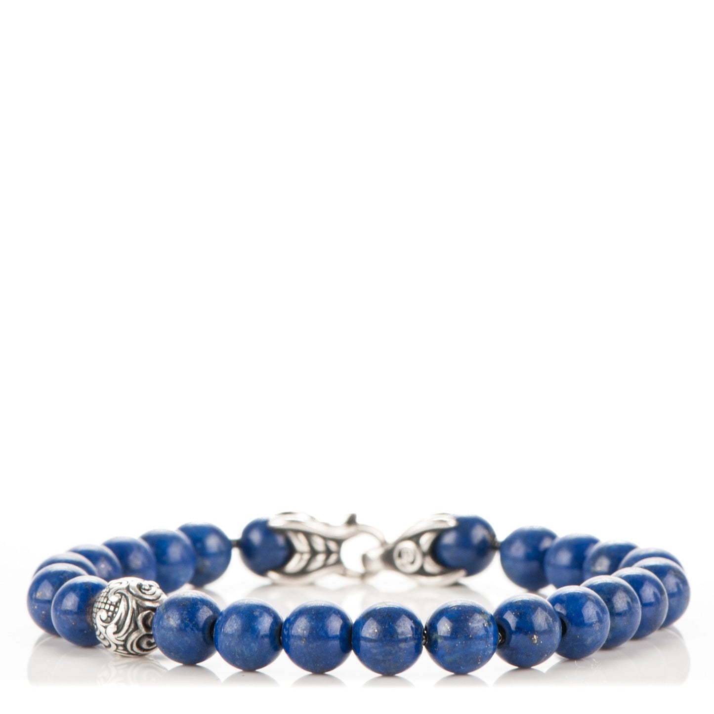 Sterling Silver Lapix Lazuli Spiritual Beads 8mm Bracelet