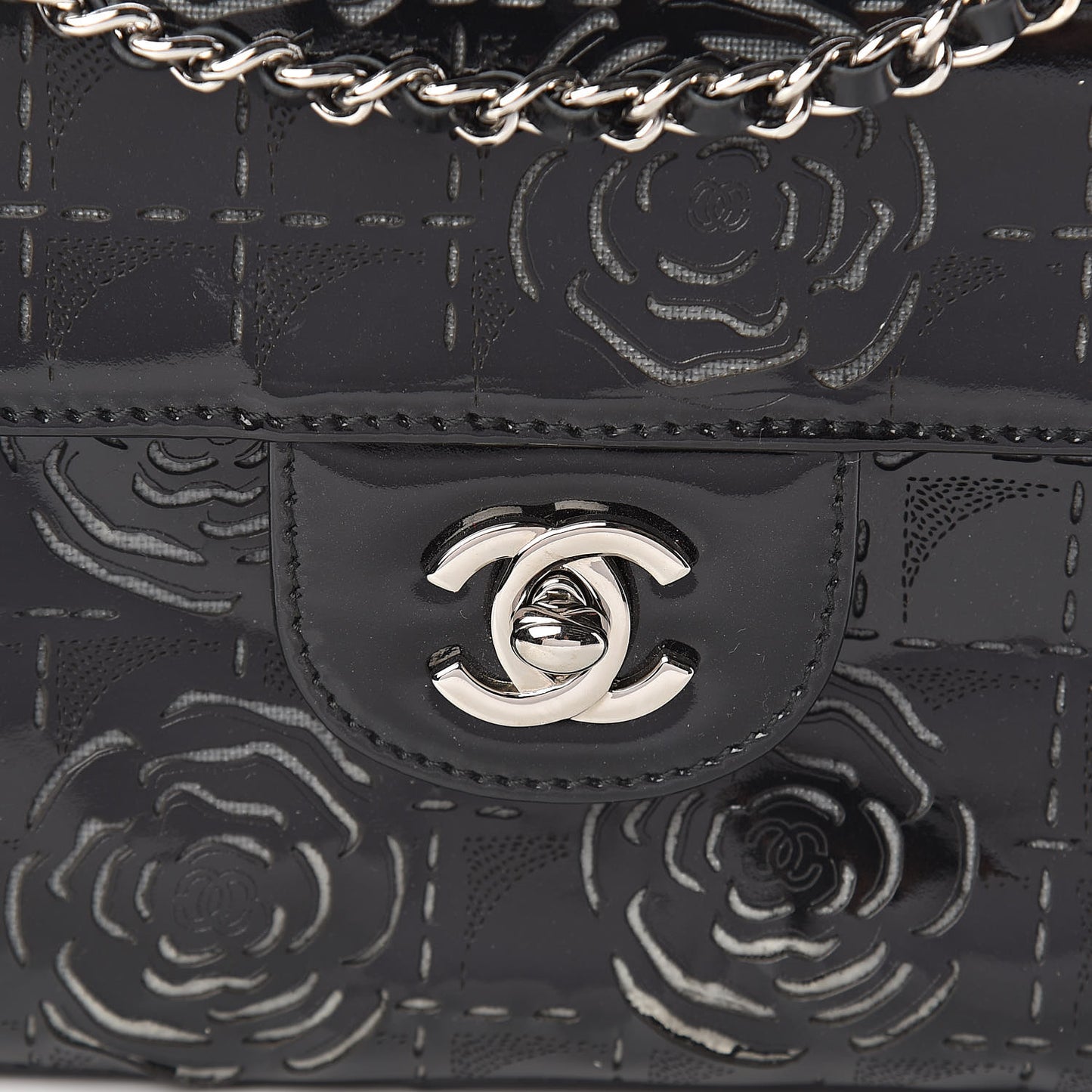 Patent Perforated Camellia East West Flap Black