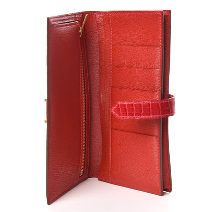 Hermes Shiny Alligator Bearn Wallet Braise 5 of 9