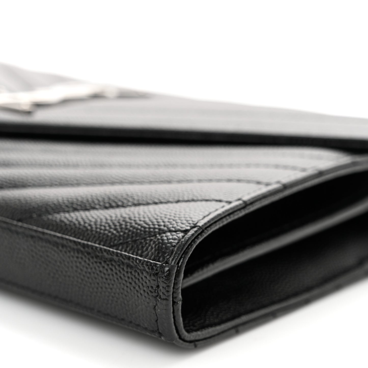 Grain De Poudre Matelasse Chevron Monogram Chain Wallet Black