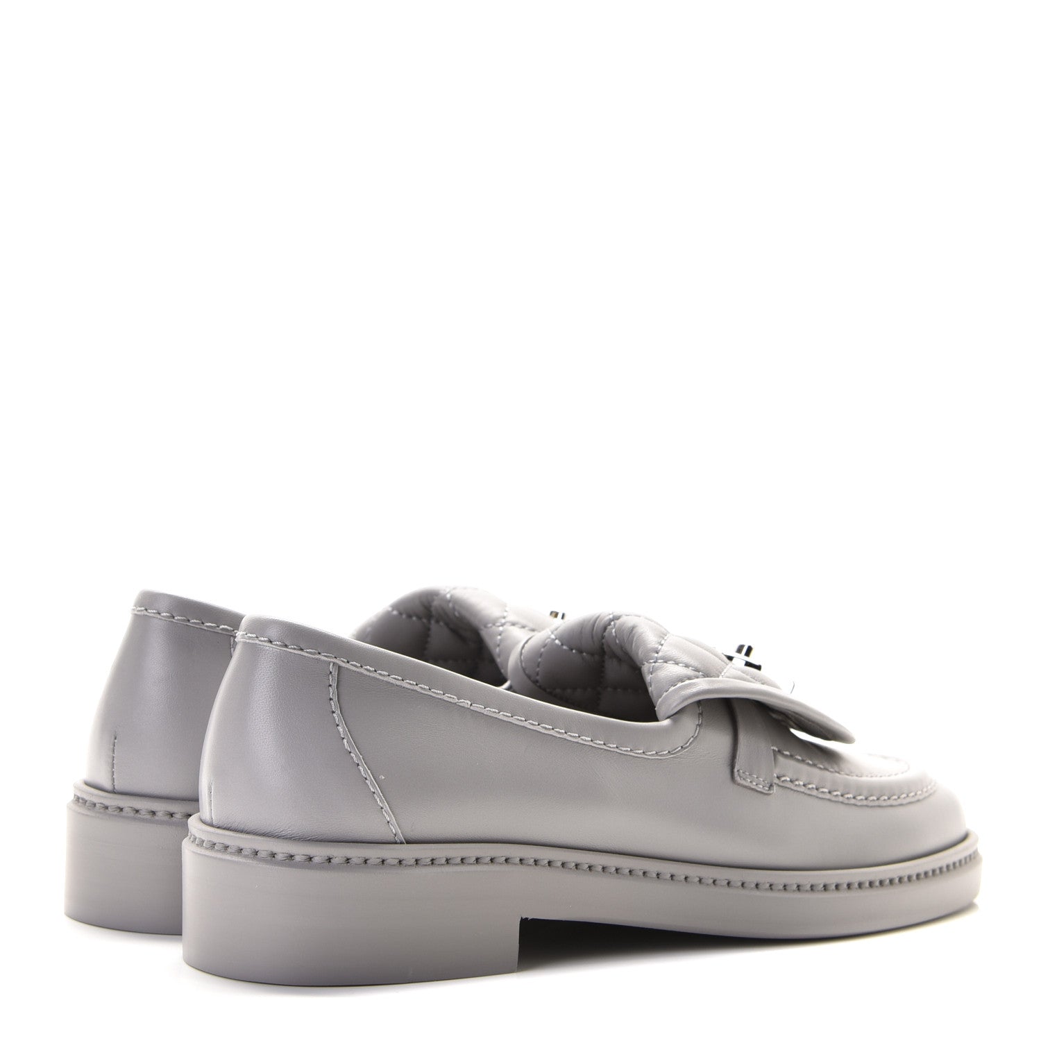 Chanel Lambskin Quilted CC Turnlock Loafers 36.5 Grey 13 of 20