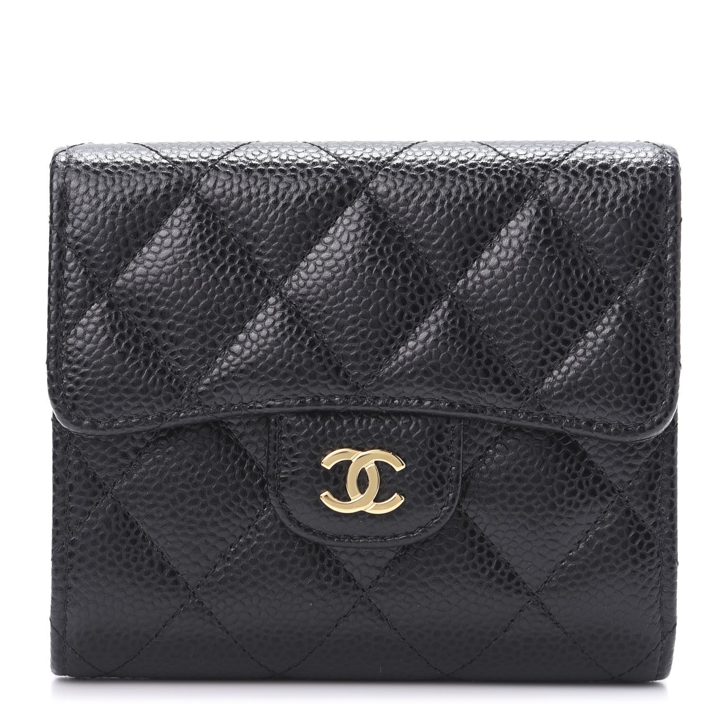 Chanel Caviar Quilted Compact Flap Wallet Black 1 of 9