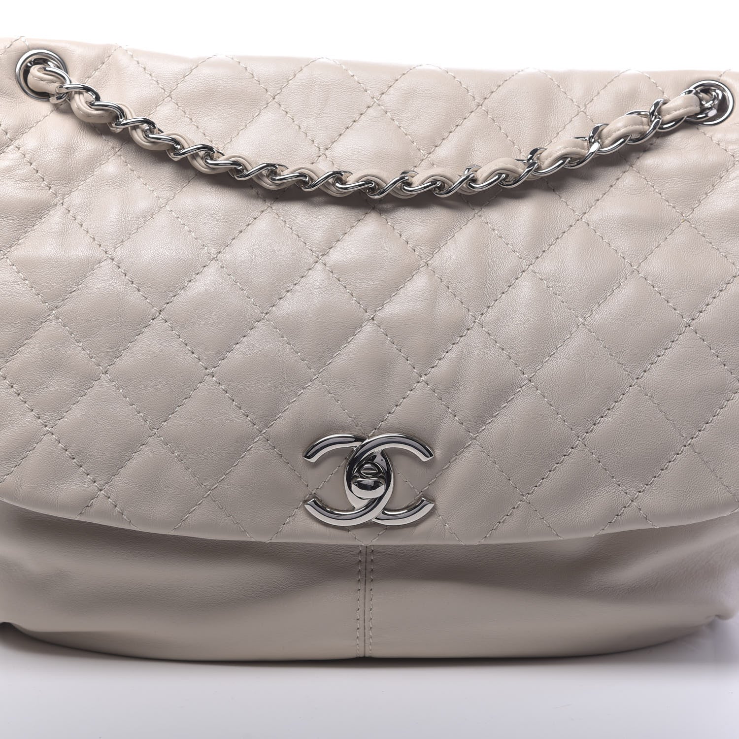 Chanel Calfskin Quilted Large Trianon Messenger Flap Light Beige 11 of 11