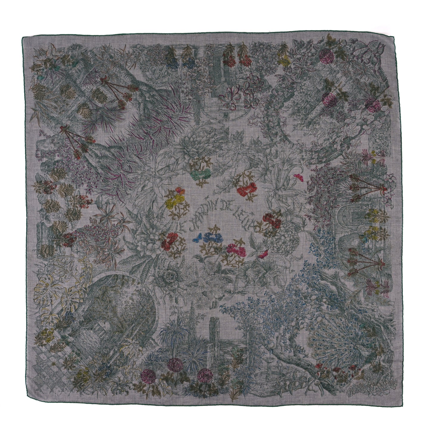 Cashmere Silk Le Jardin de Leila Shawl 140 Anthracite Gris