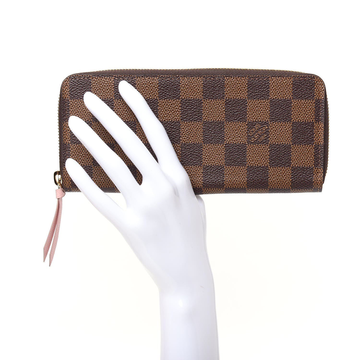 Louis Vuitton Damier Ebene Clemence Wallet Rose Ballerine 2 of 7