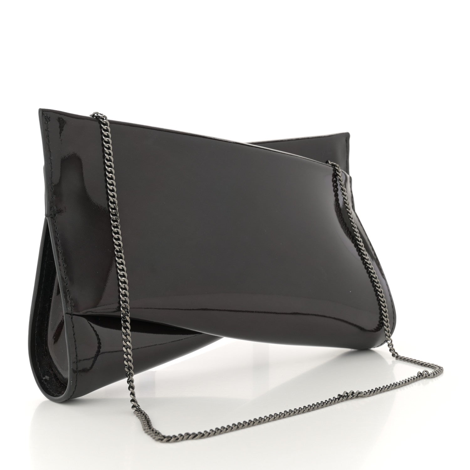 Christian Louboutin Metallic Patent Psychic Small Loubi Twist Zip Chain Clutch Bag Studio Black 3 of 11
