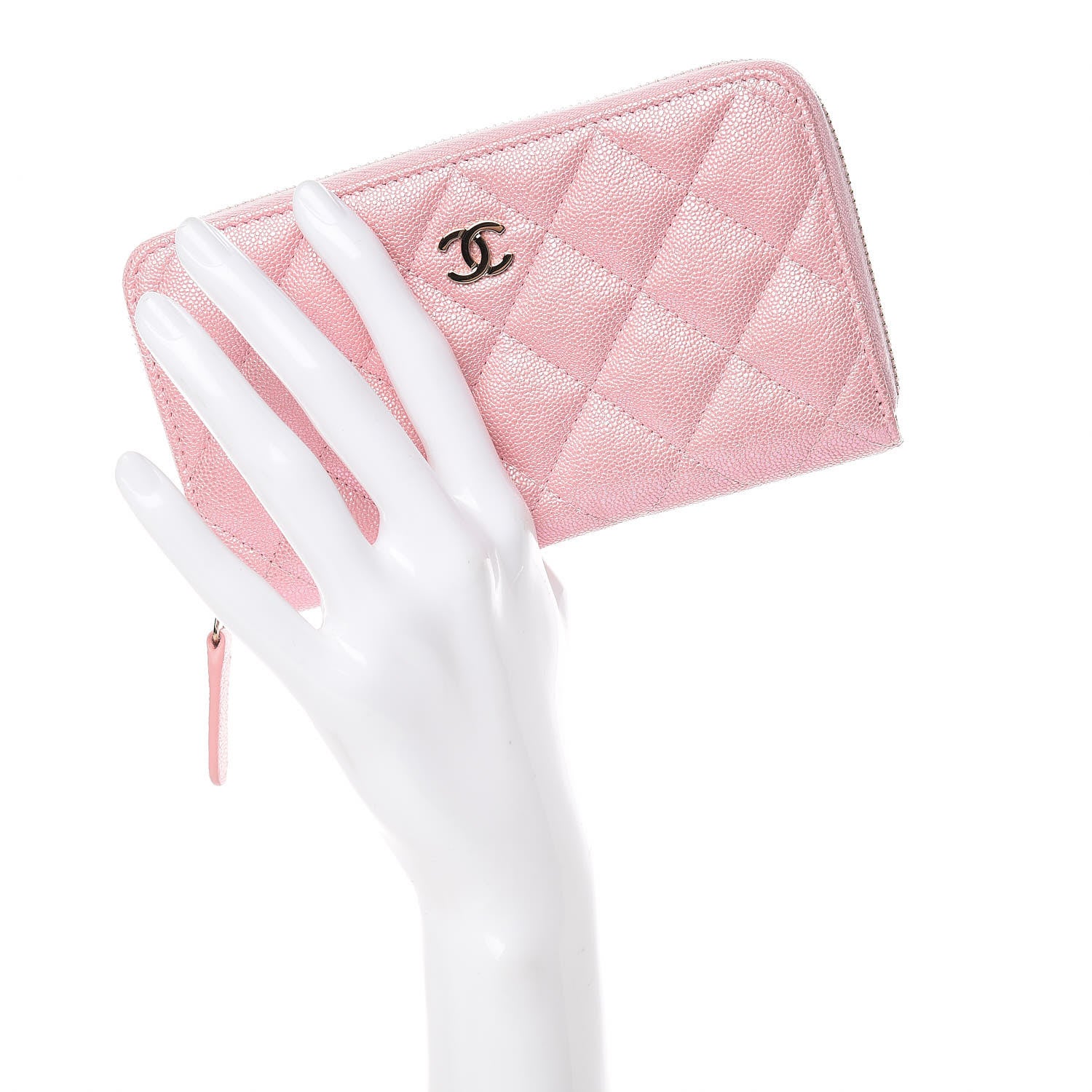 Chanel Iridescent Caviar Quilted Medium Zip Around Wallet Pink 2 of 11