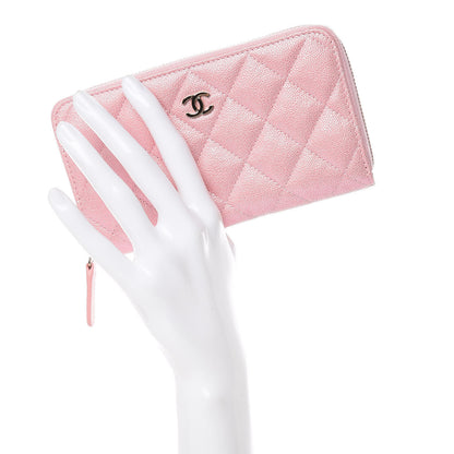Chanel Iridescent Caviar Quilted Medium Zip Around Wallet Pink 2 of 11