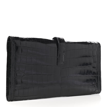Hermes Shiny Niloticus Crocodile Jige Elan 29 Clutch Black 3 of 6