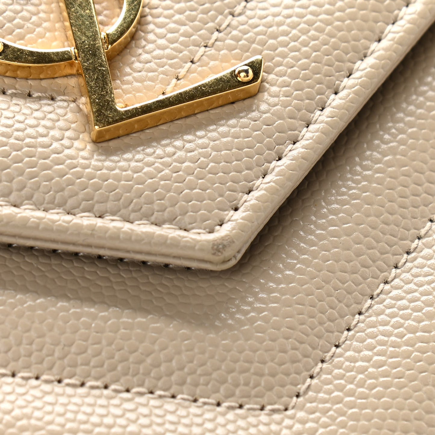Grain De Poudre Matelasse Chevron Monogram Chain Wallet Sea Salt