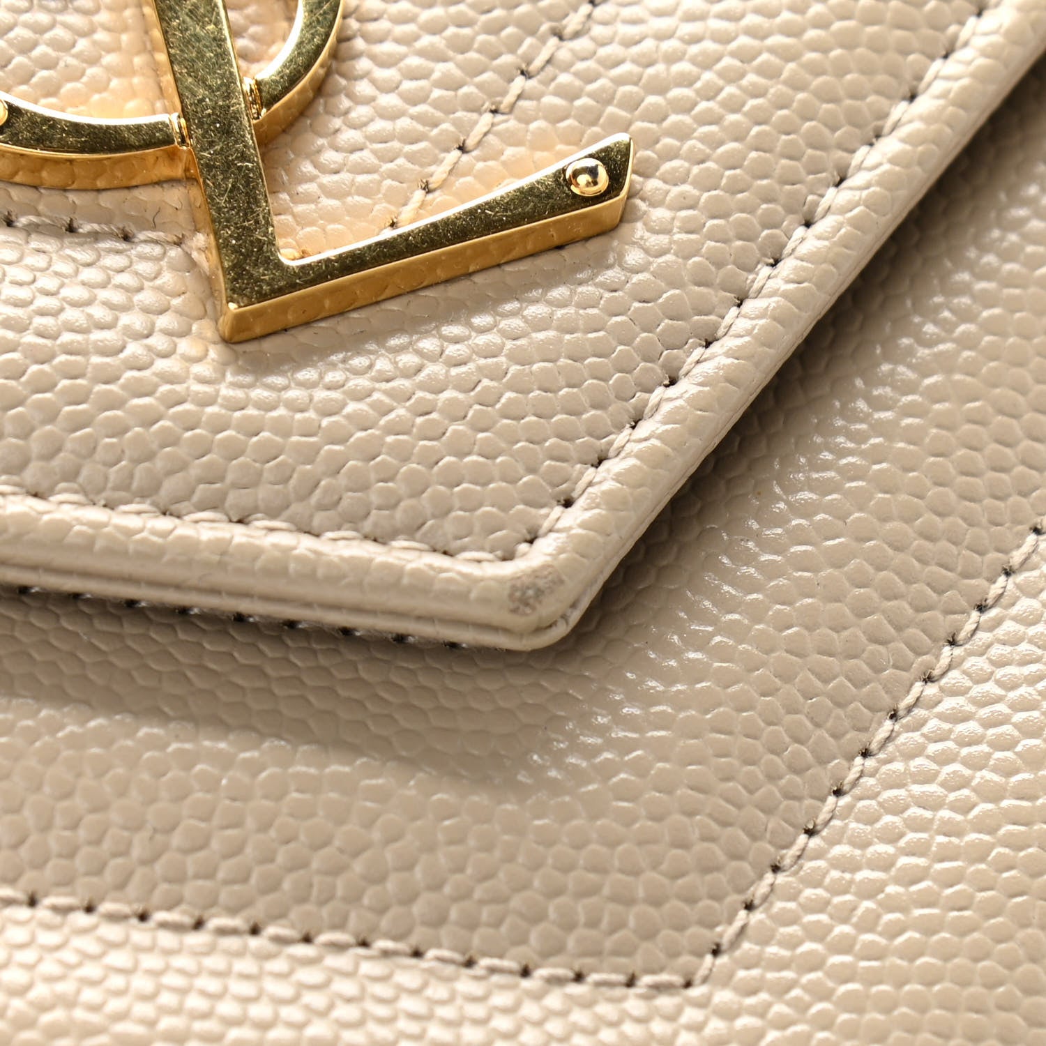 Saint Laurent Grain De Poudre Matelasse Chevron Monogram Chain Wallet Sea Salt 10 of 10