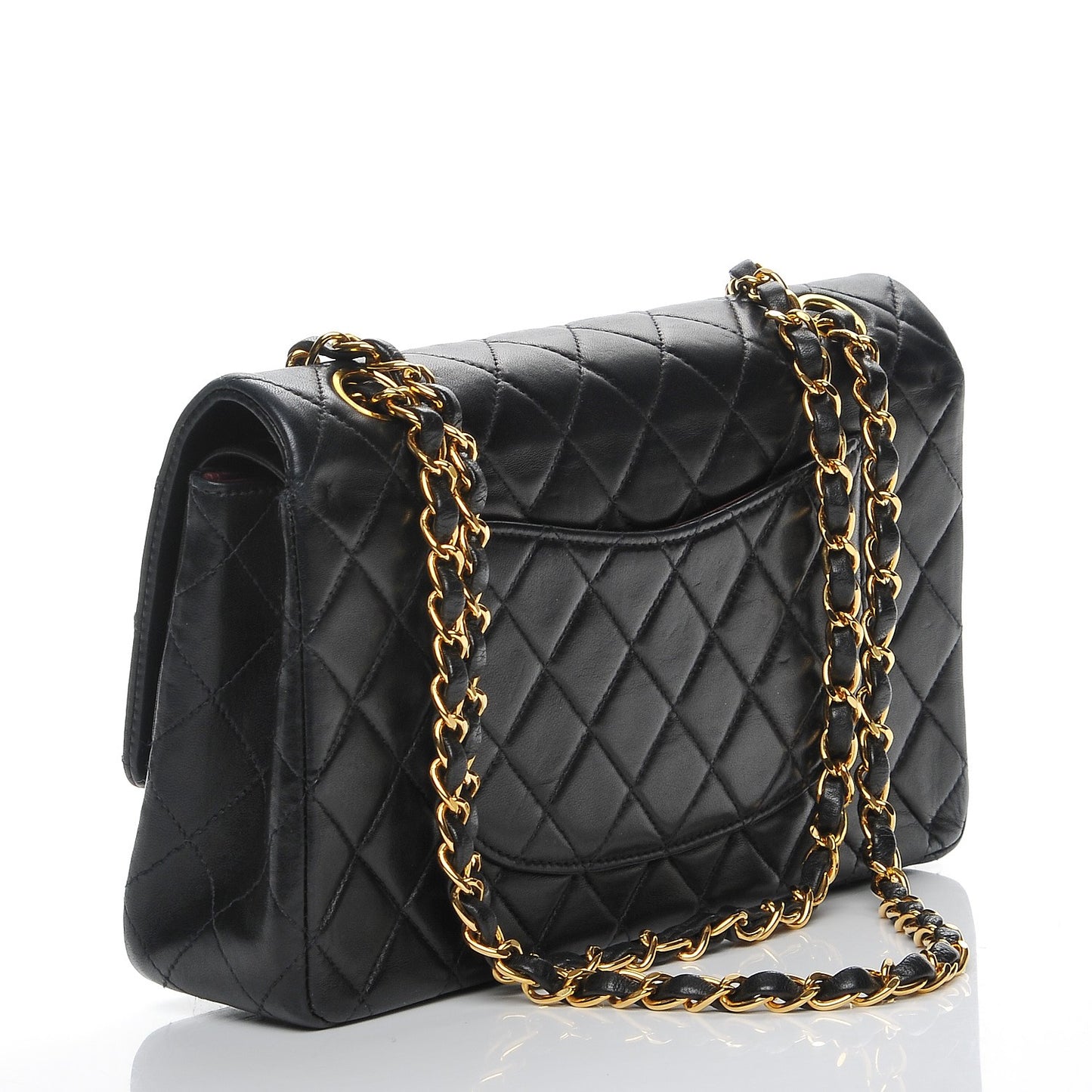 Lambskin Quilted Medium Double Flap Black
