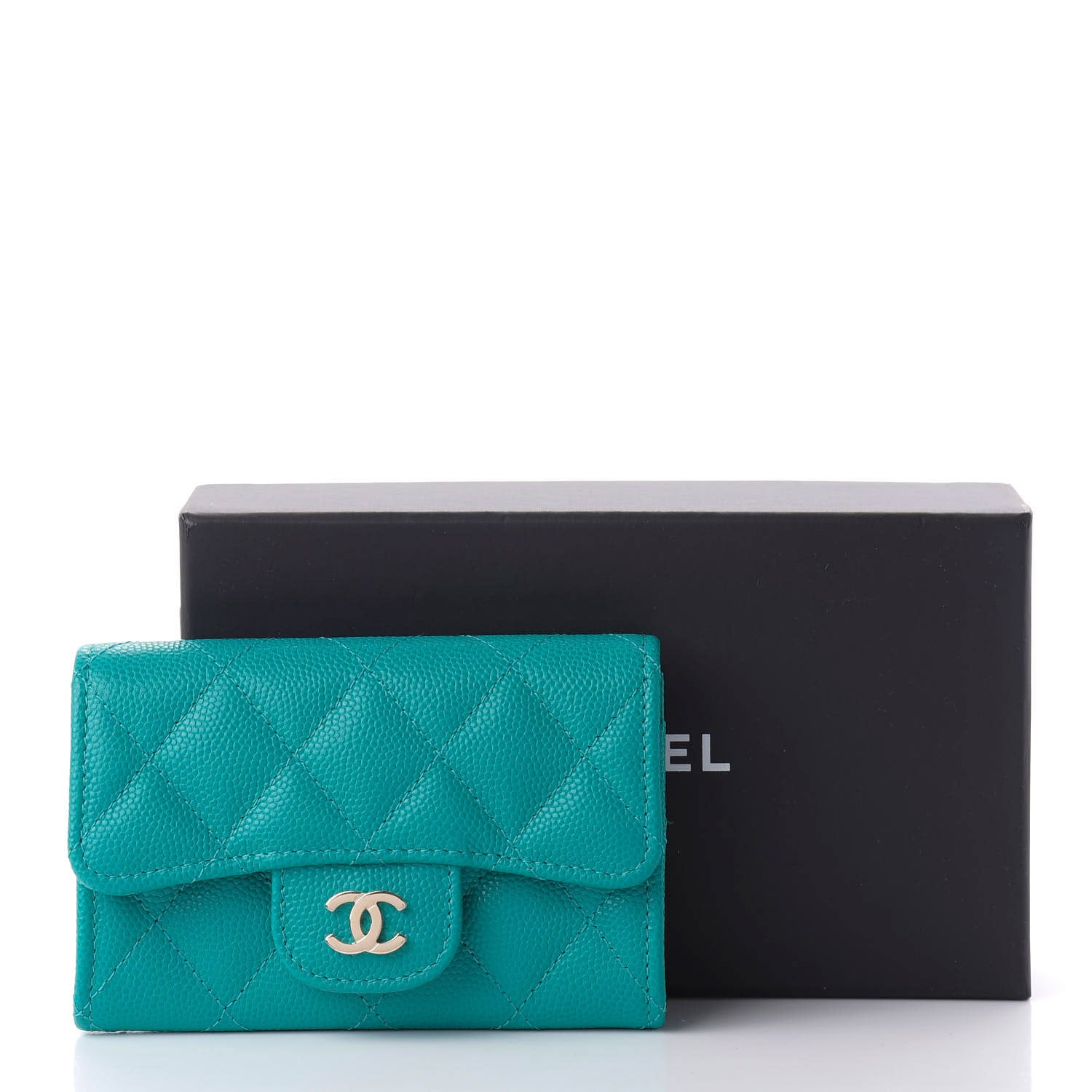 Chanel Caviar Quilted Flap Card Holder Turquoise 8 of 8