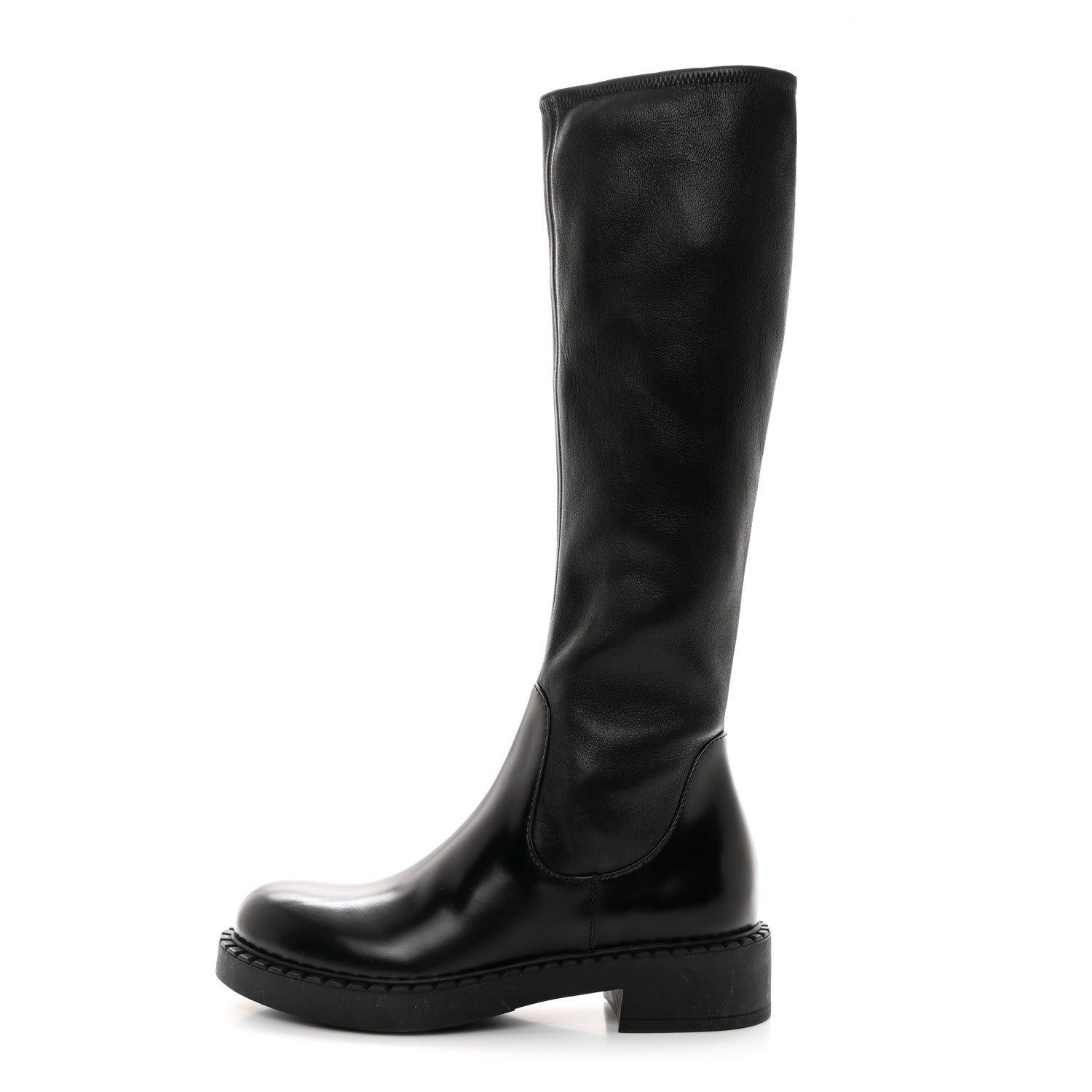 Prada Spazzolato Nappa Stretch Moto Boots 39.5 Black 1 of 14