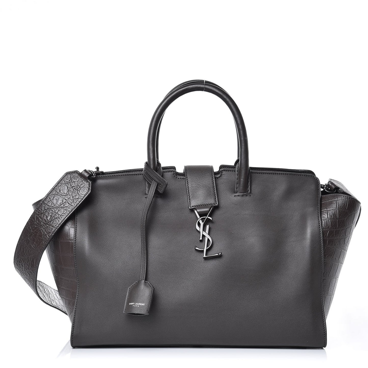 Calfskin Crocodile Embossed Small Monogram Downtown Cabas Earth