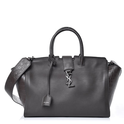 Saint Laurent Calfskin Crocodile Embossed Small Monogram Downtown Cabas Earth 1 of 9