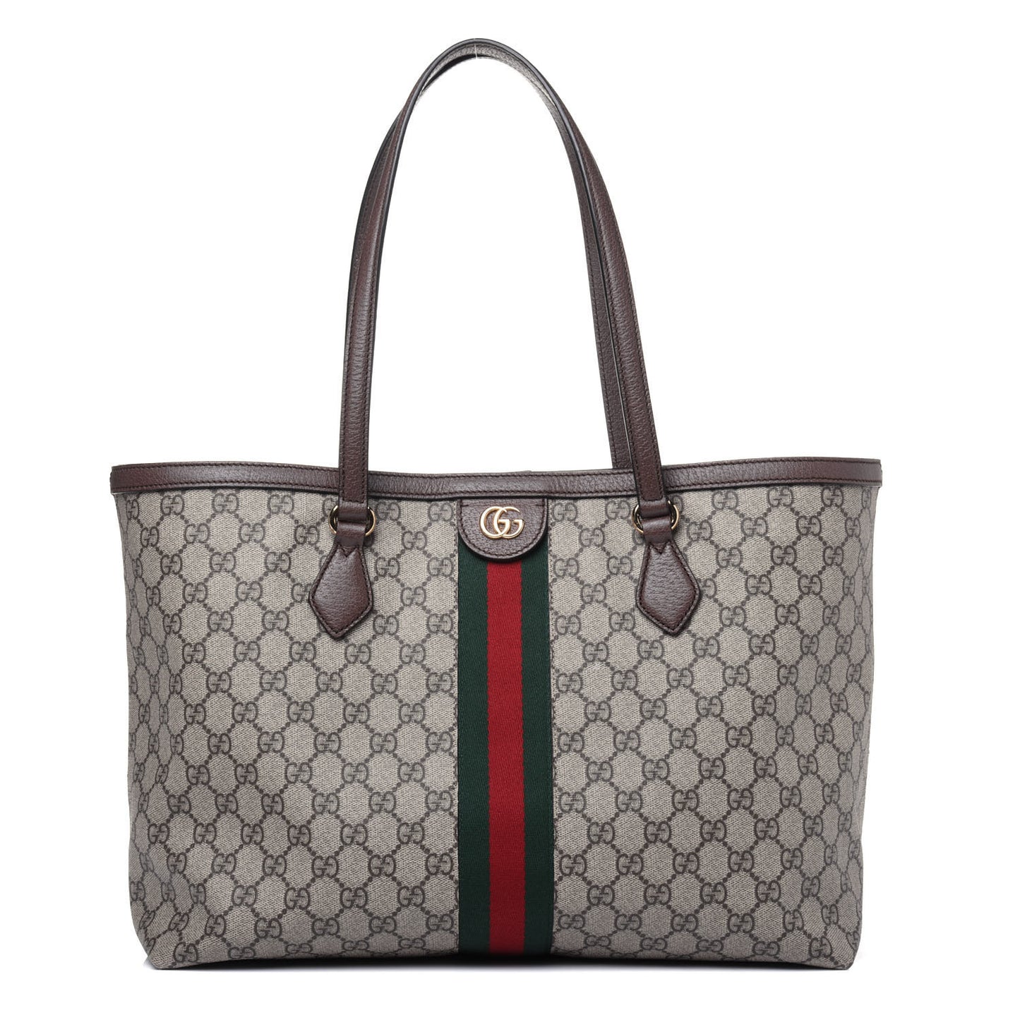 GG Supreme Monogram Medium Ophidia Shopping Tote Brown
