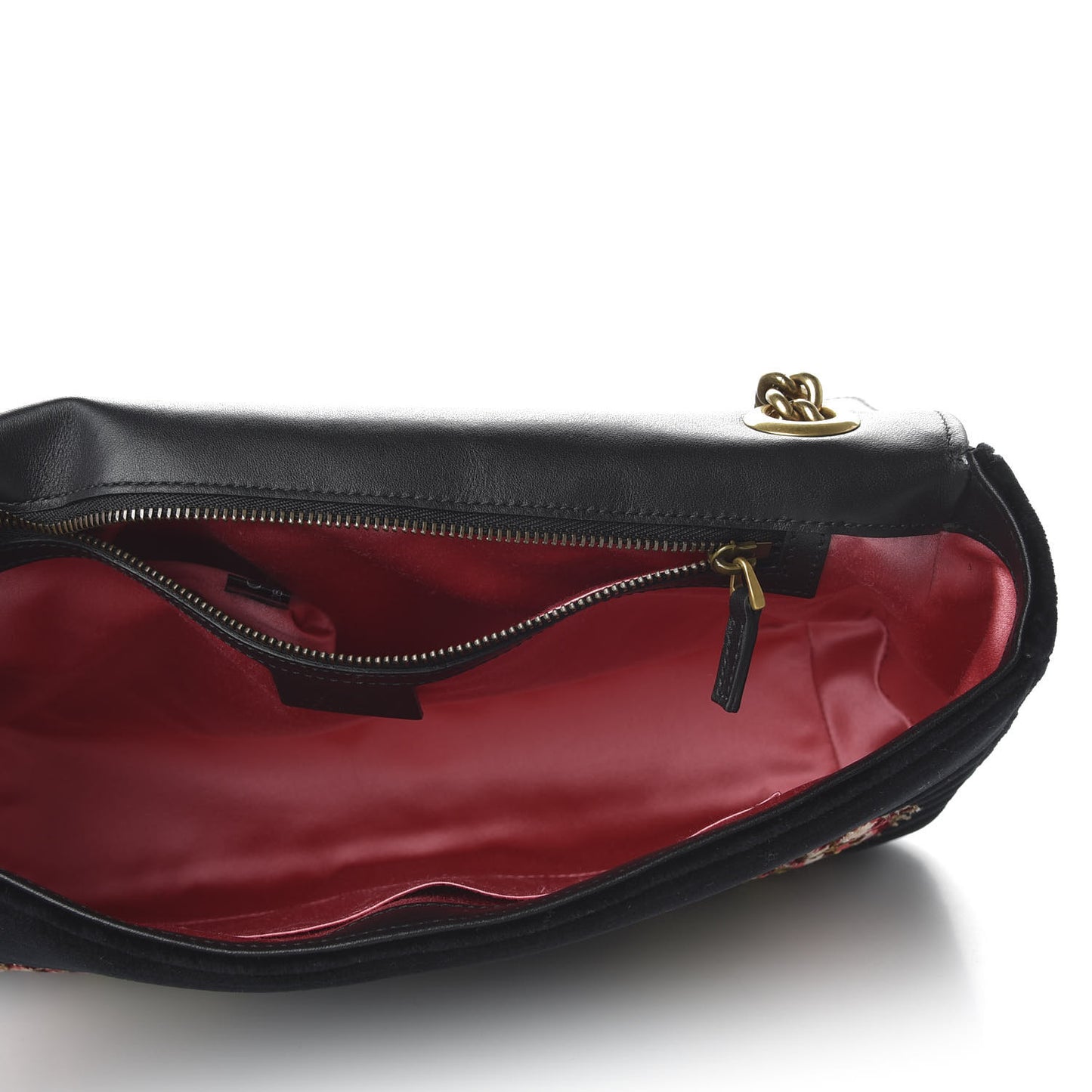 Velvet Matelasse Loved Embroidered Medium GG Marmont Shoulder Bag Black