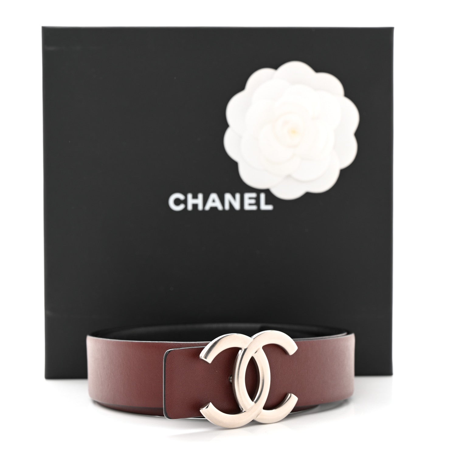 Chanel Calfskin CC Reversible Belt 80 32 Black Burgundy 8 of 8