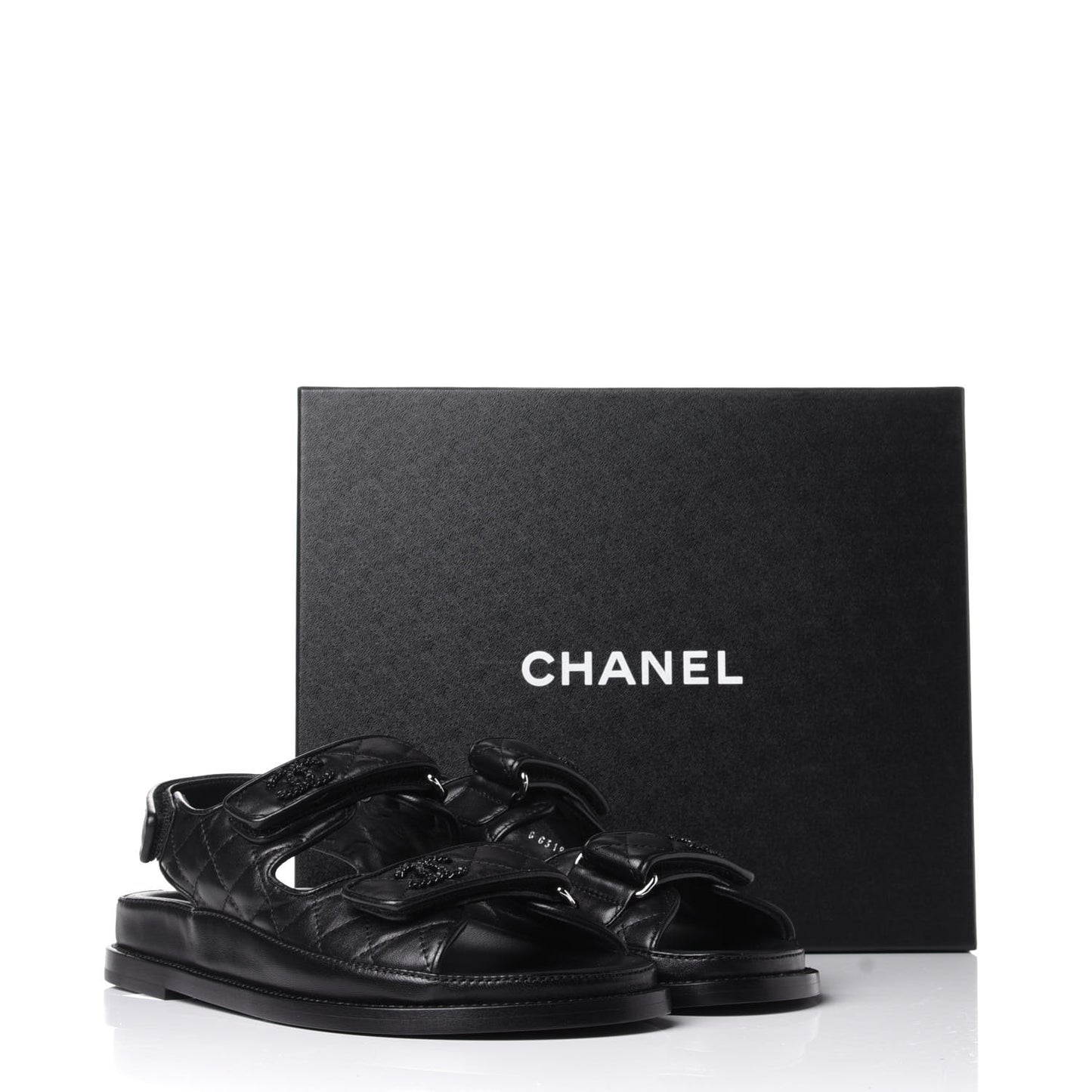 Lambskin Velcro Dad Sandals 37.5 Black