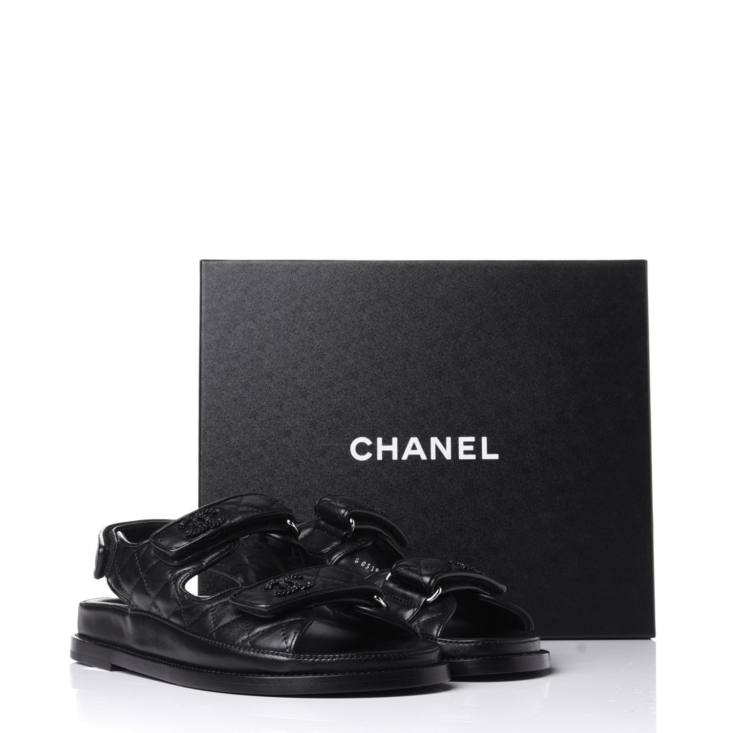 Chanel Lambskin Velcro Dad Sandals 37.5 Black 11 of 11