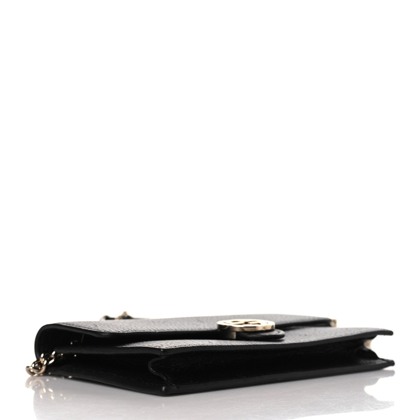 Dollar Calfskin Interlocking G Chain Wallet Black