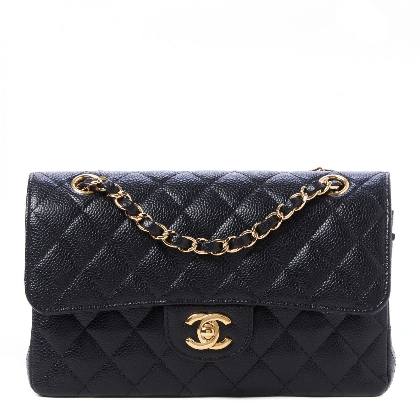 Caviar Quilted Small Double Flap Black
