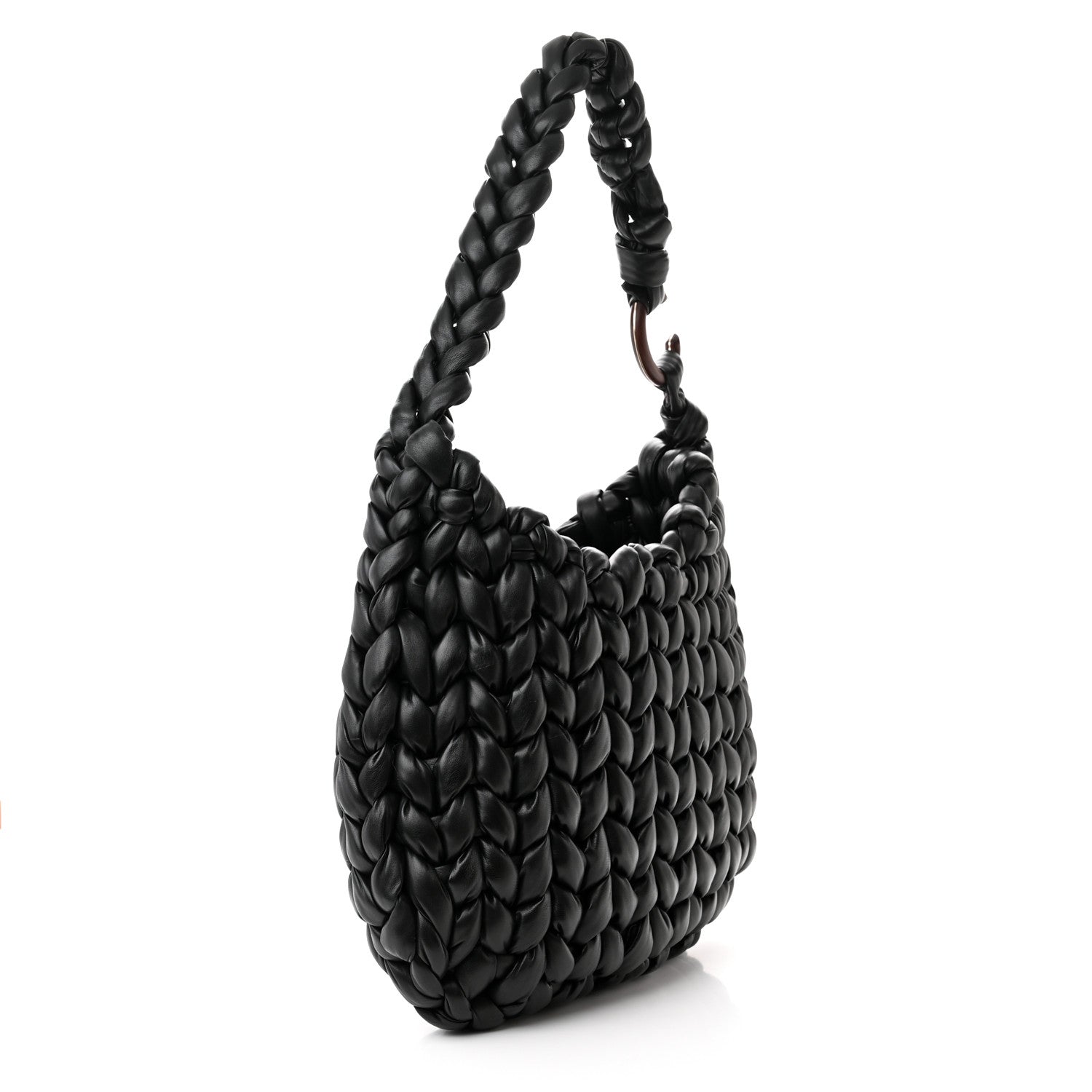 Chloe Lambskin Woven Wooden C Shoulder Bag Black 3 of 11