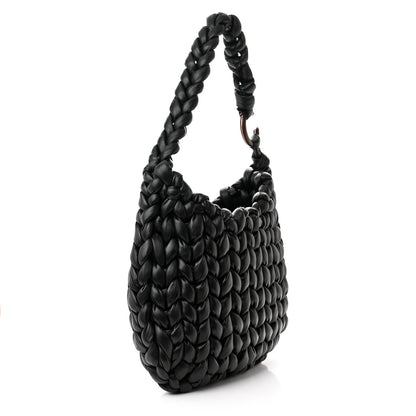 Chloe Lambskin Woven Wooden C Shoulder Bag Black 3 of 11