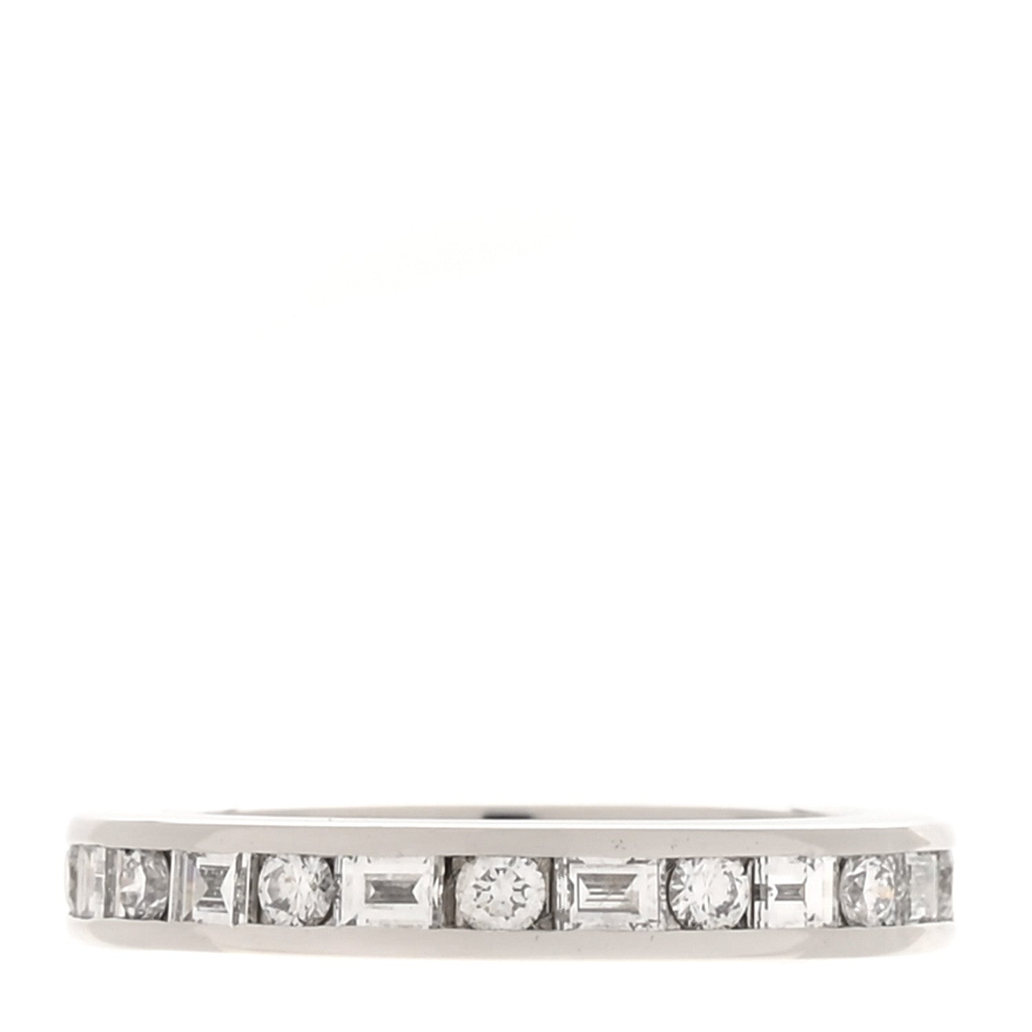 Tiffany Platinum Round Baguette Diamond 3mm Channel-Set Eternity Band Ring 53 6.5 1 of 5