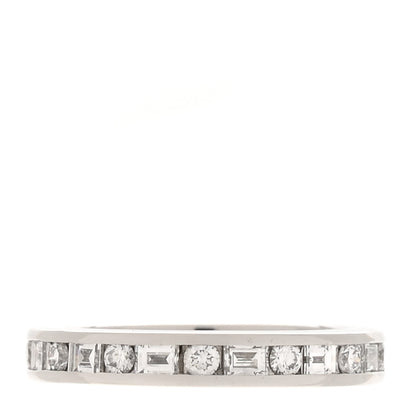 Tiffany Platinum Round Baguette Diamond 3mm Channel-Set Eternity Band Ring 53 6.5 1 of 5