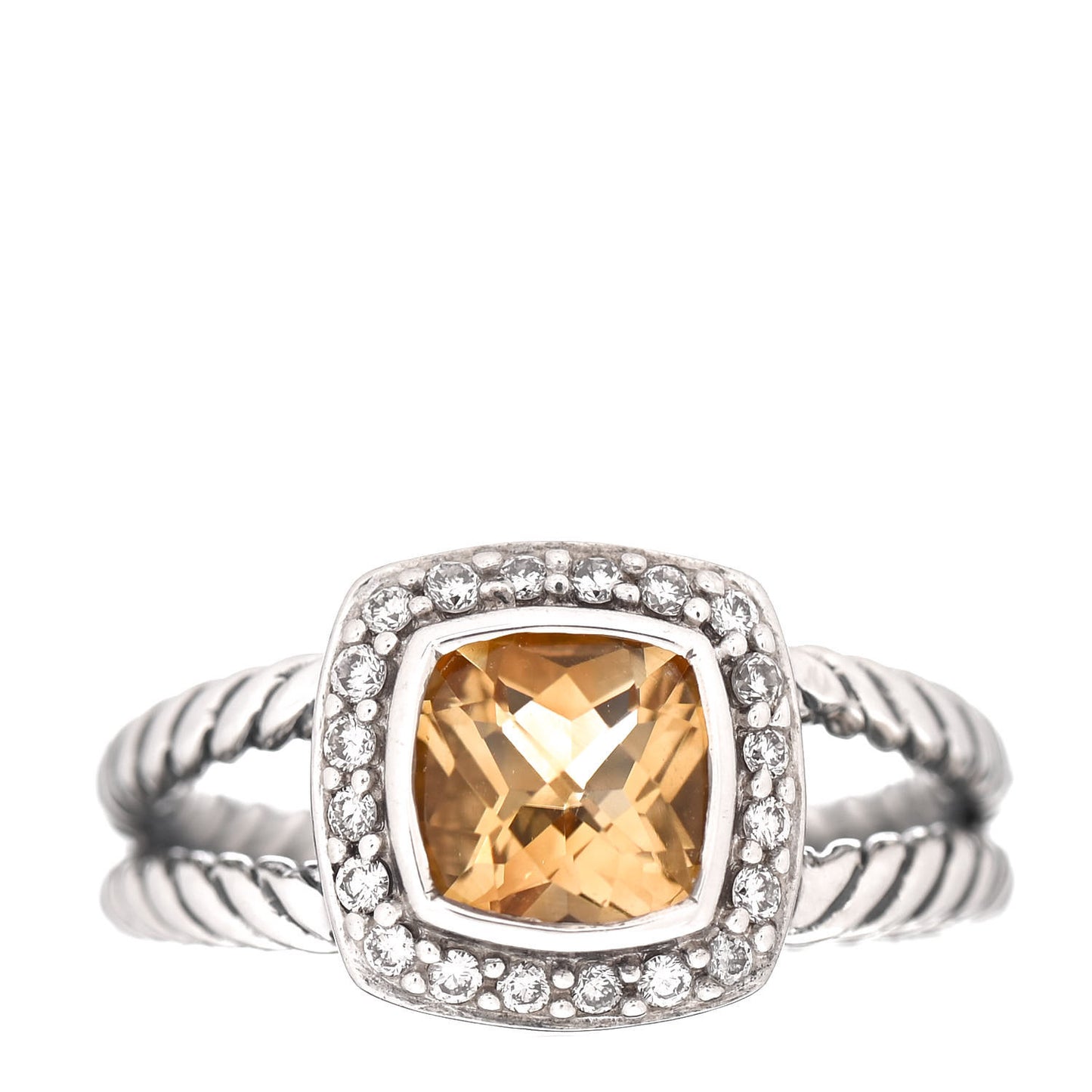Sterling Silver Diamond Citrine 7mm Petite Albion Ring 54 7
