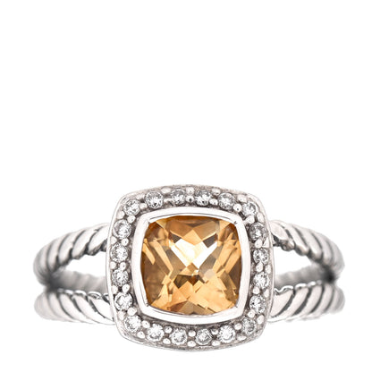 David Yurman Sterling Silver Diamond Citrine 7mm Petite Albion Ring 54 7 1 of 5