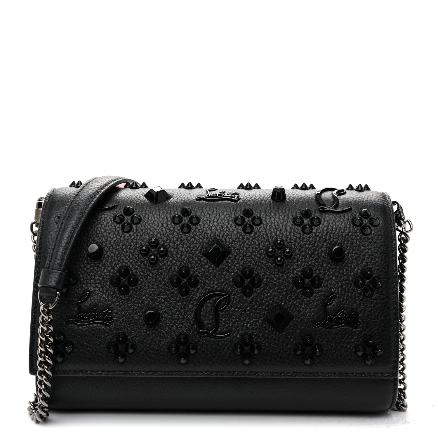 Christian Louboutin Calfskin Spikes Loubinthesky Paloma Clutch Black 1 of 10